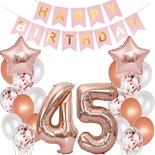 Luftballons 45 Geburtstag Dekoration frauen rosegold, 45. Geburtstag deko für frau,45 jahre Geburtstag deko frau 45 .geburtstag deko frau 45 Geburtstag frau 45 Geburtstagsdeko rosegold frauen (45) von Hopewey