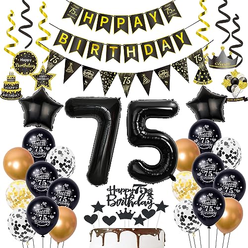 75 Geburtstag Deko Mann Luftballon 75.geburtstag Deko Schwarz Gold Geburtstagsdeko 75 Jahre Luftballon Schwarz deko 75 Jahre Mann Geburtstagdeko Männer Deko 75. Geburtstag Frauen Luftballons 75 von Hopewey