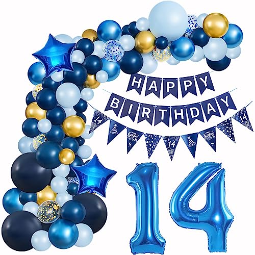 Ballons Girlande Blau 14 Geburtstag Junge deko Blau Luftballon 14. Geburtstag deko Junge Geburtstagsdeko 14 Jahre Junge Deko 14. Geburtstag Junge blau Luftballon Girlande blau 14. Geburtstag von Hopewey