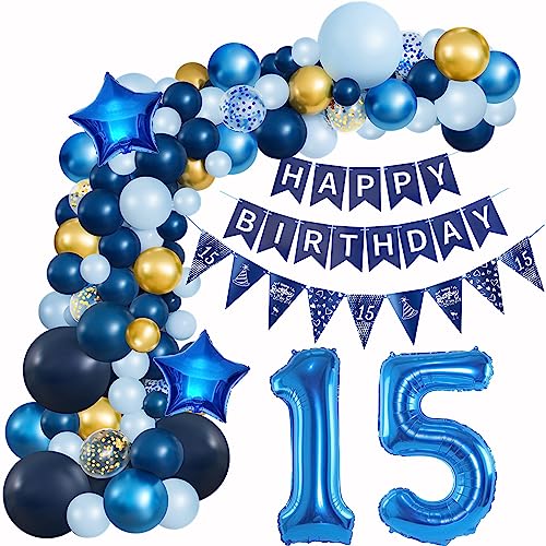 Ballons Girlande Blau 15 Geburtstag Junge deko Blau Luftballon 15. Geburtstag deko Junge Geburtstagsdeko 15 Jahre Junge Deko 15. Geburtstag Junge blau Luftballon Girlande blau 15. Geburtstag von Hopewey