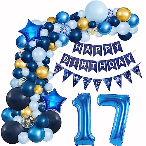 Ballons Girlande Blau 17 Geburtstag Junge deko Blau Luftballon 17. Geburtstag deko Junge Geburtstagsdeko 17 Jahre Junge Deko 17. Geburtstag Junge blau Luftballon Girlande blau 17. Geburtstag von Hopewey