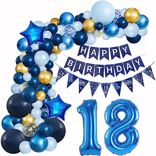 Ballons Girlande Blau 18 Geburtstag Junge deko Blau Luftballon 18. Geburtstag deko Junge Geburtstagsdeko 18 Jahre Junge Deko 18. Geburtstag Junge blau Luftballon Girlande blau 18. Geburtstag von Hopewey