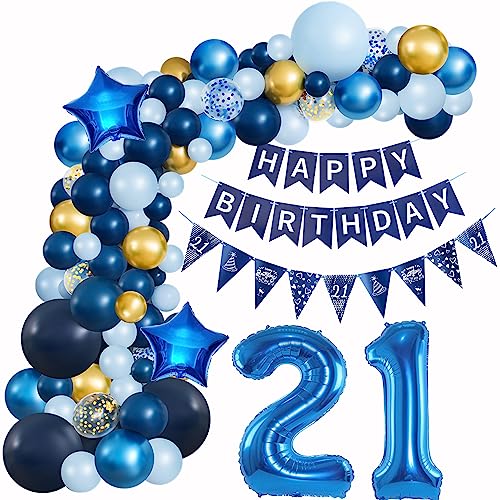 Ballons Girlande Blau 21 Geburtstag Mann deko Blau Luftballon 21. Geburtstag deko Mann Geburtstagsdeko 21 Jahre Mann Deko 21. Geburtstag Männer blau Luftballon Girlande blau 21. Geburtstag Männer von Hopewey