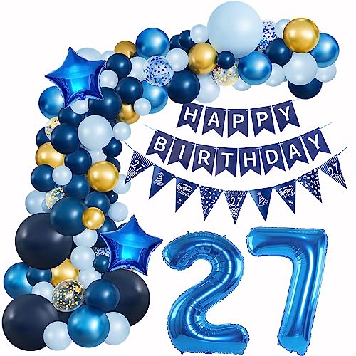 Ballons Girlande Blau 27 Geburtstag Mann deko Blau Luftballon 27. Geburtstag deko Mann Geburtstagsdeko 27 Jahre Mann Deko 27. Geburtstag Männer blau Luftballon Girlande blau 27. Geburtstag Männer von Hopewey