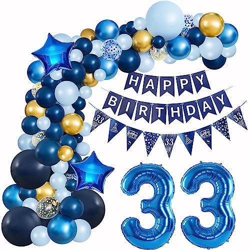 Ballons Girlande Blau 33 Geburtstag Mann deko Blau Luftballon 33. Geburtstag deko Mann Geburtstagsdeko 33 Jahre Mann Deko 33. Geburtstag Männer blau Luftballon Girlande blau 33. Geburtstag Männer von Hopewey