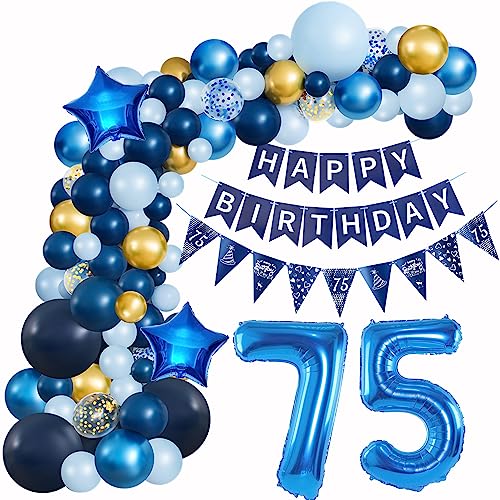 Ballons Girlande Blau 75 Geburtstag Mann deko Blau Luftballon 75. Geburtstag deko Mann Geburtstagsdeko 75 Jahre Mann Deko 75. Geburtstag Männer blau Luftballon Girlande blau 75. Geburtstag Männer von Hopewey