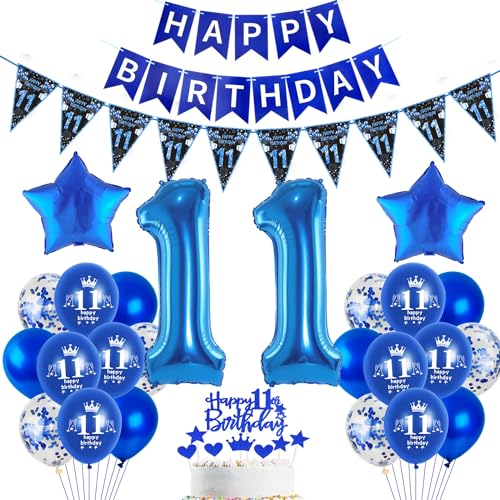 Blau Luftballon 11. Geburtstag Dekoration Blau Tortendeko 11. Geburtstag Junge Geburtstagsdeko 11 Jahre Junge Blau Folienballon 11 Geburtstag Junge Blau Ballon 11 Geburtstag Junge Party deko blau von Hopewey