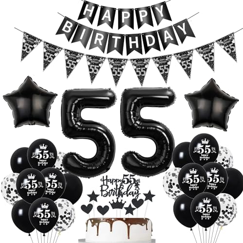 Deko 55. Geburtstag Mann Frauen Schwarz Tortendeko 55 Geburtstag Frauen Party Deko Schwarz Luftballons 55 Geburtstag Mann deko Geburtstagsdeko 55 jahre Mann Ballon 55 Geburtstag Frauen von Hopewey