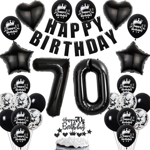 Deko 70. Geburtstag Frauen Mann Ballon Dekoration Schwarz Tortendeko 70. Geburtstag Frau Luftballon 70 Geburtstag deko Männer Frauen Schwarz 70 Geburtstagsdeko 70 Jahre Frauen Mann Ballon Schwarz von Hopewey