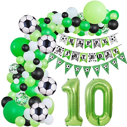 Fussball Luftballon Girlande 10. Geburtstag Deko Junge,Fussball Ballon Girlande Grün 10 Geburtstag Kinder Geburtstagsdeko 10 Jahre Junge Fussball 10. Geburtstag Junge deko 10. Geburtstag Junge deko von Hopewey