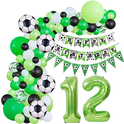 Fussball Luftballon Girlande 12. Geburtstag Deko Junge,Fussball Ballon Girlande Grün 12 Geburtstag Kinder Geburtstagsdeko 12 Jahre Junge Fussball 12. Geburtstag Junge deko 12. Geburtstag Junge deko von Hopewey