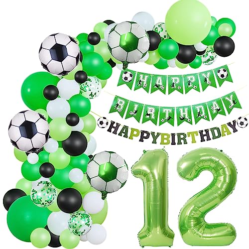 Fussball Luftballon Girlande 12. Geburtstag Deko Junge,Fussball Ballon Girlande Grün 12 Geburtstag Kinder Geburtstagsdeko 12 Jahre Junge Fussball Luftballon deko 12. Geburtstag Junge dekoration von Hopewey