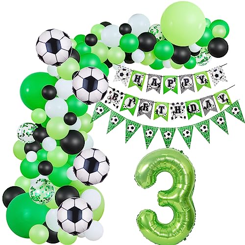 Fussball Luftballon Girlande 3. Geburtstag Deko Junge,Fussball Ballon Girlande Grün 3 Geburtstag Kinder Geburtstagsdeko 3 Jahre Junge Fussball 3. Geburtstag Junge deko 3. Geburtstag Junge deko von Hopewey