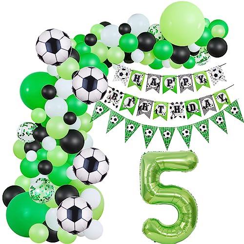 Fussball Luftballon Girlande 5. Geburtstag Deko Junge,Fussball Ballon Girlande Grün 5 Geburtstag Kinder Geburtstagsdeko 5 Jahre Junge Fussball 5. Geburtstag Junge deko 5. Geburtstag Junge deko von Hopewey