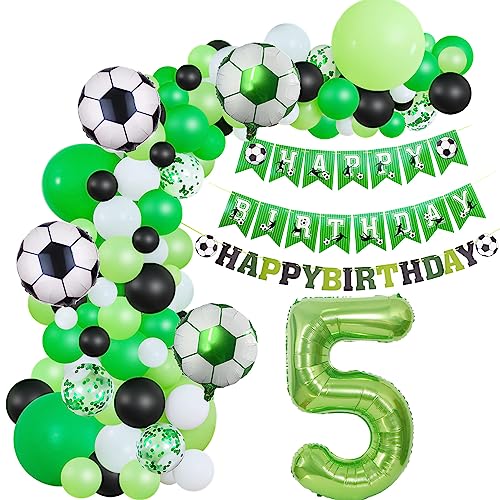 Fussball Luftballon Girlande 5. Geburtstag Deko Junge,Fussball Ballon Girlande Grün 5 Geburtstag Kinder Geburtstagsdeko 5 Jahre Junge Fussball Luftballon deko 5. Geburtstag Junge dekoration von Hopewey