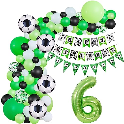 Fussball Luftballon Girlande 6. Geburtstag Deko Junge,Fussball Ballon Girlande Grün 6 Geburtstag Kinder Geburtstagsdeko 6 Jahre Junge Fussball 6. Geburtstag Junge deko 6. Geburtstag Junge deko von Hopewey