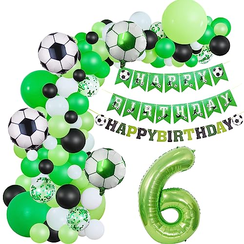 Fussball Luftballon Girlande 6. Geburtstag Deko Junge,Fussball Ballon Girlande Grün 6 Geburtstag Kinder Geburtstagsdeko 6 Jahre Junge Fussball Luftballon deko 6. Geburtstag Junge dekoration von Hopewey