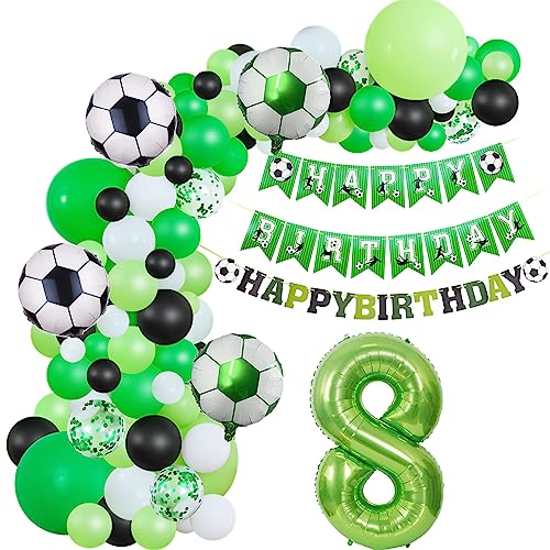 Fussball Luftballon Girlande 8. Geburtstag Deko Junge,Fussball Ballon Girlande Grün 8 Geburtstag Kinder Geburtstagsdeko 8 Jahre Junge Fussball Luftballon deko 8. Geburtstag Junge dekoration von Hopewey