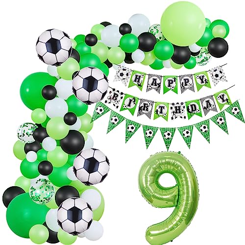 Fussball Luftballon Girlande 9. Geburtstag Deko Junge,Fussball Ballon Girlande Grün 9 Geburtstag Kinder Geburtstagsdeko 9 Jahre Junge Fussball 9. Geburtstag Junge deko 9. Geburtstag Junge deko von Hopewey