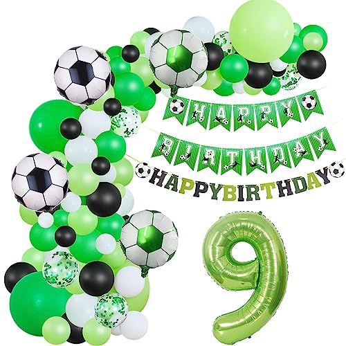 Fussball Luftballon Girlande 9. Geburtstag Deko Junge,Fussball Ballon Girlande Grün 9 Geburtstag Kinder Geburtstagsdeko 9 Jahre Junge Fussball Luftballon deko 9. Geburtstag Junge dekoration von Hopewey