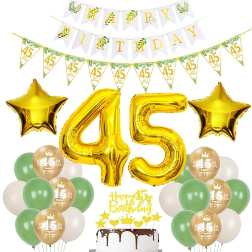 Gold Luftballons 45 Geburtstag Frauen Mann Dekoration Oliv grün Tortendeko 45 Geburtstag Frauen Geburtstagsdeko 45 Jahre Frau Folienballon 45 deko 45. Geburtstag männer Ballon party deko von Hopewey