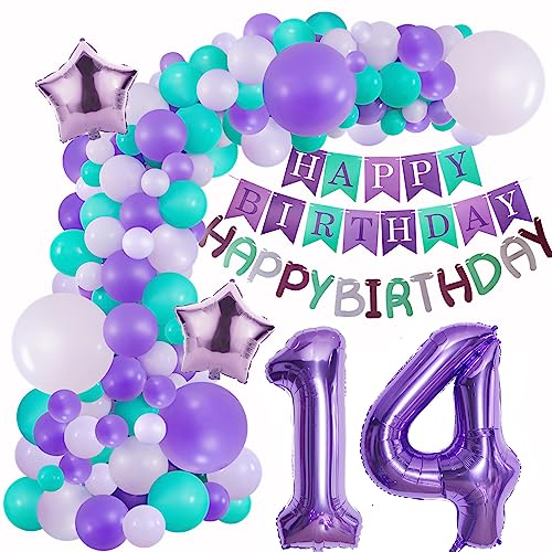 Lila Ballons Girlande 14 Geburtstag Mädchen deko Lila Luftballon 14. Geburtstag deko Mädchen Geburtstagsdeko 14 Jahre Mädchen Deko 14. Geburtstag Mädchen Violett Luftballon Girlande 14. Geburtstag von Hopewey