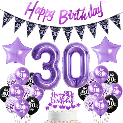 Lila Luftballon 30. Geburtstag Dekoration violett Tortendeko 30. Geburtstag Frauen party deko Geburtstagsdeko 30 Jahre Frau Mädchen Lila Folienballon 30 deko 30. Geburtstag Frauen Ballon von Hopewey