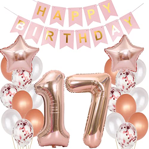 Luftballons 17 Geburtstag Dekoration mädchen rosegold,17.Geburtstag deko für mädchen,17 jahre Geburtstag deko mädchen 17.geburtstag deko mädchen 17 Geburtstag Mädchen 17 Geburtstagsdeko rosegold (17) von Hopewey