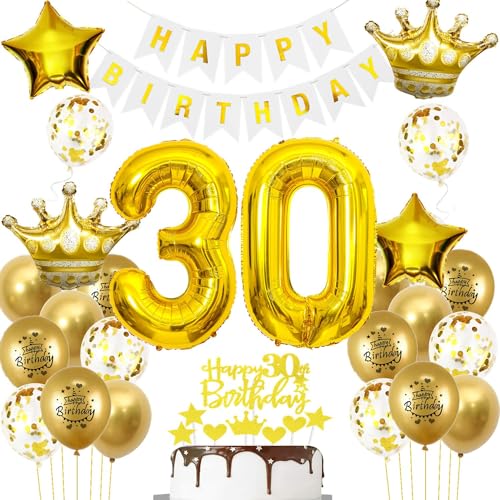 Luftballons 30. Geburtstag Mann frauen Deko Gold Tortendeko 30. Geburtstag Mann Party Dekoration Weiß gold Geburtstagsdeko 30 Jahre frau Männer ballon Geburtstag deko 30. Geburtstag deko gold von Hopewey