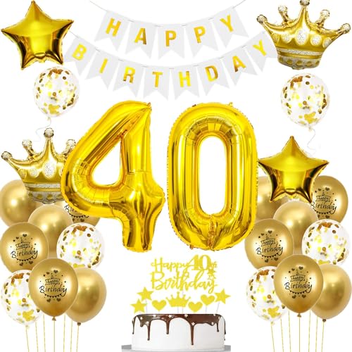 Luftballons 40. Geburtstag Mann frauen Deko Gold Tortendeko 40. Geburtstag Mann Party Dekoration Weiß gold Geburtstagsdeko 40 Jahre frau Männer ballon Geburtstag deko 40. Geburtstag deko gold von Hopewey