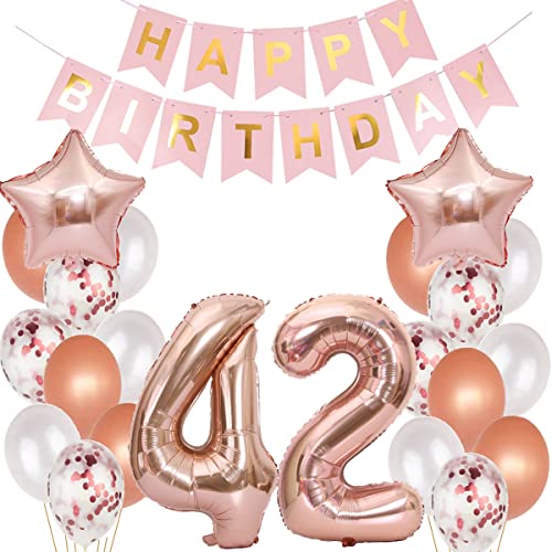 Luftballons 42 Geburtstag Dekoration frauen rosegold, 42. Geburtstag deko für frau,42 jahre Geburtstag deko frau 42 .geburtstag deko frau 42 Geburtstag frau 42 Geburtstagsdeko rosegold frauen42) von Hopewey