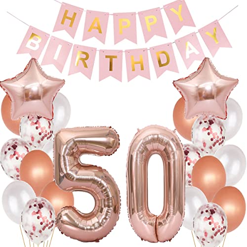 Luftballons 50 Geburtstag Dekoration frauen rosegold, 50. Geburtstag deko für frau,50 jahre Geburtstag deko frau 50 .geburtstag deko frau 50 Geburtstag frau 50 Geburtstagsdeko rosegold frau(50) von Hopewey