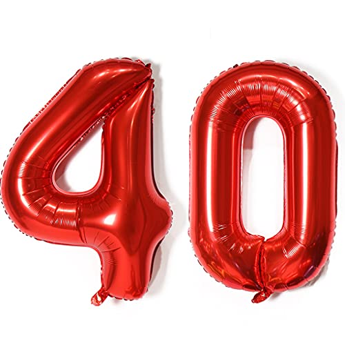 Luftballons Zahl 40, Zahl ballon 40 rot Luftballons 40. Geburtstag deko frau Folienballon 40 Zahlballons 40 rot XXXL 40" Riese Aufblasbar Helium Ballon 40 jahre Geburtstag Deko frauen rot(40) von Hopewey