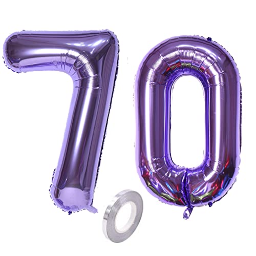 Luftballons Zahl 70, Zahl ballon 70 lila Luftballons 70. Geburtstag deko frau Folienballon 70 Zahlballons 70 lila XXXL 40" Riese Aufblasbar Helium Ballon 70 jahre Geburtstag Deko frauen lila (70) von Hopewey