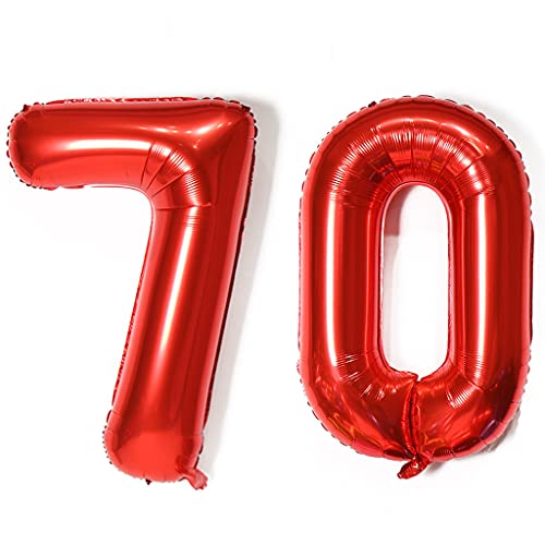 Luftballons Zahl 70, Zahl ballon 70 rot Luftballons 70. Geburtstag deko frau Folienballon 70 Zahlballons 70 rot XXXL 40" Riese Aufblasbar Helium Ballon 70 jahre Geburtstag Deko frauen rot(70) von Hopewey