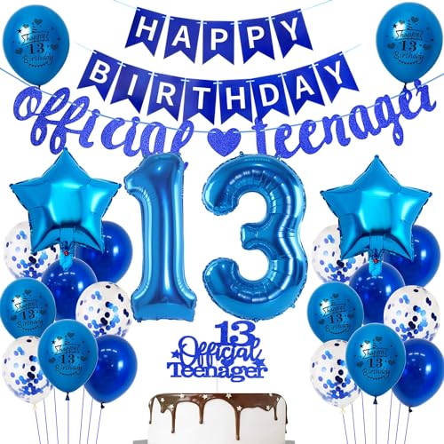 Offizielle Teenager 13. Geburtstag Dekoration Jungen, Luftballons 13.Geburtstag Blau, Geburtstagsdeko 13 Jahre Jungen Offizielle Teenager Ballons Deko 13. Geburtstag Junge Teenager deko von Hopewey