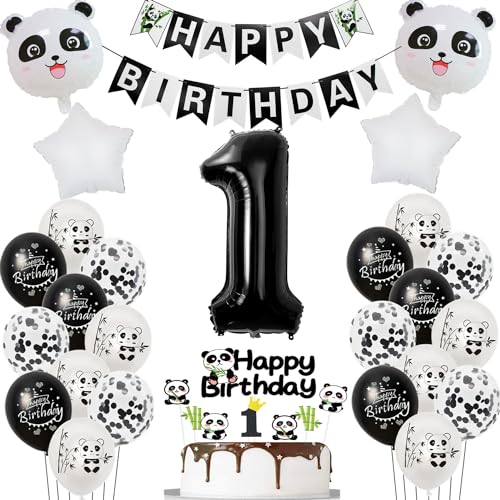 Panda luftballons 1. geburtstag junge mädchen dekoration, panda thema geburtstagsdeko 1 jahre junge mädchen ballon 1 geburtstag deko für kinder, Panda thema ballon deko 1.geburtstag für kinder von Hopewey