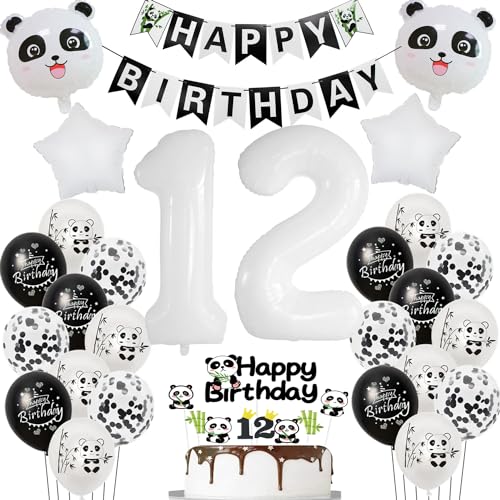 Panda luftballons 12. geburtstag junge mädchen dekoration, panda ballon geburtstagsdeko 12 jahre junge mädchen ballons 12 geburtstag deko für kinder, Panda thema deko 12.geburtstags für kinder von Hopewey