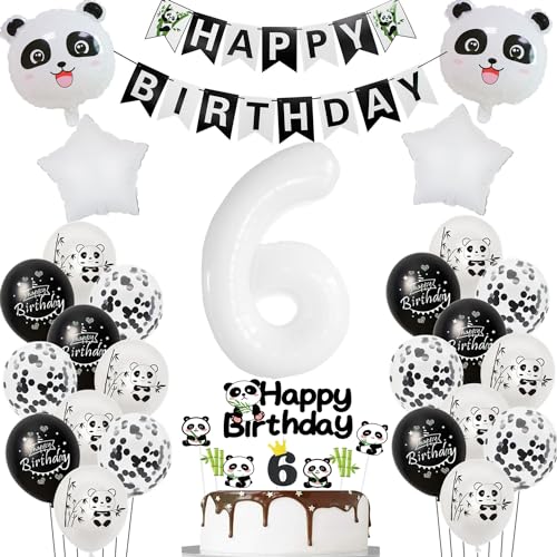 Panda luftballons 6. geburtstag junge mädchen dekoration, panda ballon geburtstagsdeko 6 jahre junge mädchen ballons 6 geburtstag deko für kinder, Panda thema deko 6.geburtstags für kinder von Hopewey