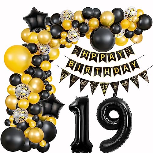 Schwarz Gold Ballons Girlande 19 Geburtstag Junge deko Schwarz Luftballon 19. Geburtstag deko Junge Geburtstagsdeko 19 Jahre Junge Deko 19. Geburtstag Junge Gold Luftballon Girlande 19. Geburtstag von Hopewey