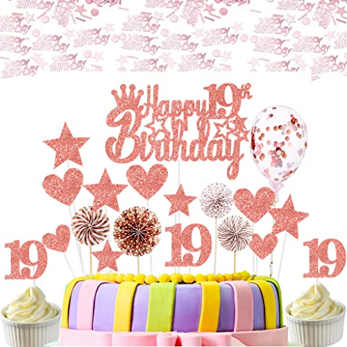 Tortendeko 19 geburtstag mädchen rosegold kuchendeko 19.geburtstag mädchen Rosegold kuchen deko 19 geburtstag mädchen Torten topper 19 jahre Mädchen Happy Birthday 19 tortendekoration 19.geburtstag von Hopewey