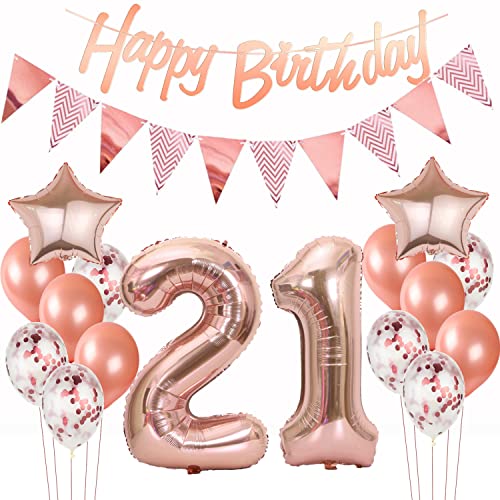 deko 21. geburtstag frauen deko rosegold ballon 21. geburtstag frauen deko luftballon 21. geburtstag deko rosegold 21 Geburtstag girlande banner geburtstagsdeko 21 jahre frauen dekoration von Hopewey