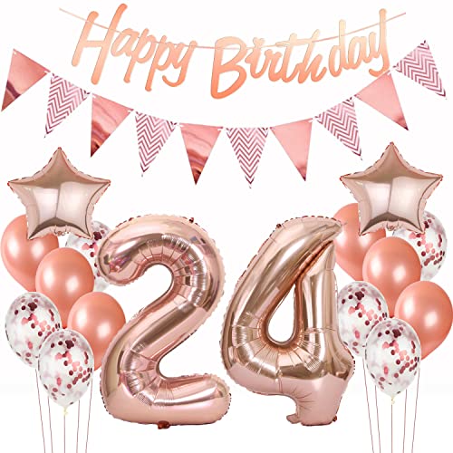 deko 24. geburtstag frauen deko rosegold ballon 24. geburtstag frauen deko luftballon 24. geburtstag deko rosegold 24 Geburtstag girlande banner geburtstagsdeko 24 jahre frauen dekoration von Hopewey