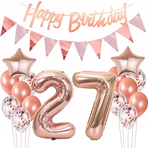 deko 27. geburtstag frauen deko rosegold ballon 27. geburtstag frauen deko luftballon 27. geburtstag deko rosegold 27 Geburtstag girlande banner geburtstagsdeko 27 jahre frauen dekoration von Hopewey