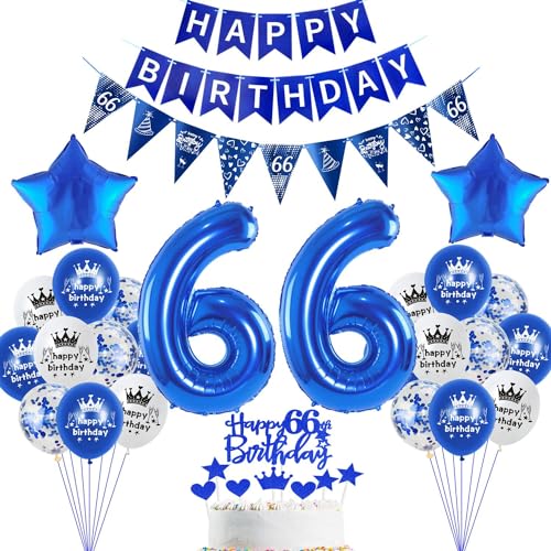 deko 66. Geburtstag Dekoration,Blau Tortendeko Geburtstag 66 Jahre mann Party Deko 66 Geburtstag frauen mann,luftballons 66. Geburtstag mann frauen,Blau Geburtstagsdeko 66 Jahre Männer ballon von Hopewey