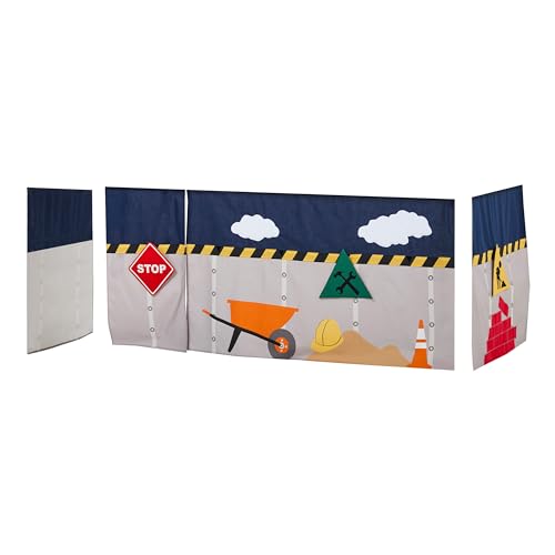 Hoppekids Construction Handgefertigter Halbhochbettvorhang (90x200cm) inkl. Draht-Set und Haken für Kinderzimmer von Hoppekids