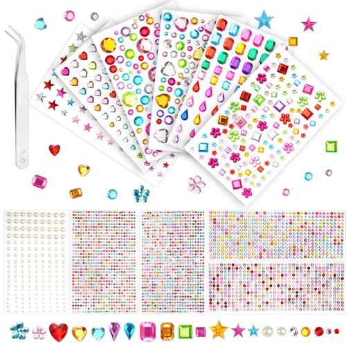 3500 Stk Glitzersteine Selbstklebend, 11 Blätter Strasssteine Selbstklebend, Bunt Glitzer Sticker, Acryl Schmucksteine Aufkleber mit Pinzette, Glitzersteine zum Basteln, Fotorahmen, Nagel Deko 3500 Stk Glitzersteine Selbstklebend, 11 Blätter Strasssteine Selbstklebend, Bunt Glitzer Sticker, Acryl Schmucksteine Aufkleber mit Pinzette, Glitzersteine zum Basteln, Fotorahmen, Nagel Deko von Hopton