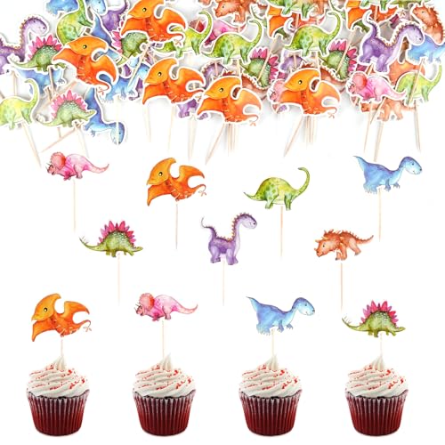 42 Stück Dinosaurier Cupcake Toppers, Dino Geburtstag Deko, Dino Tortendeko für Kinder Geburtstag, Dino Thema Kuchendeko Geburtstag Topper für Muffin Deko Waldtiere Geburtstag Deko von Hopton