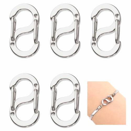 5 Stück Doppelöffnungs Verkürzer Verschluss für Armbänder, Silber Doppelöffnungs Kettenverschluss, S-Lock ketten verschlüsse, Armband Verschluss für DIY Schmuck Halsketten Necklace Jewelry (Silber) von Hopton