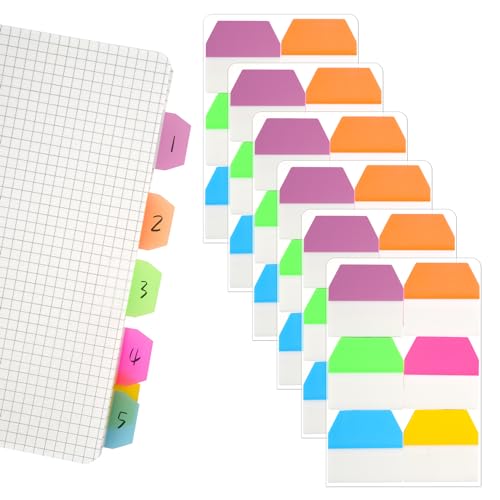 Haftnotizen Klebezettel Klein, 720 Blätter Heftstreifen, Seitenmarker Selbstklebend, Sticky Notes Transparent, Praktischen Book Tabs, Page Marker für Schreibwaren Aesthetic, Studieren, Büro - 6 Farben von Hopton